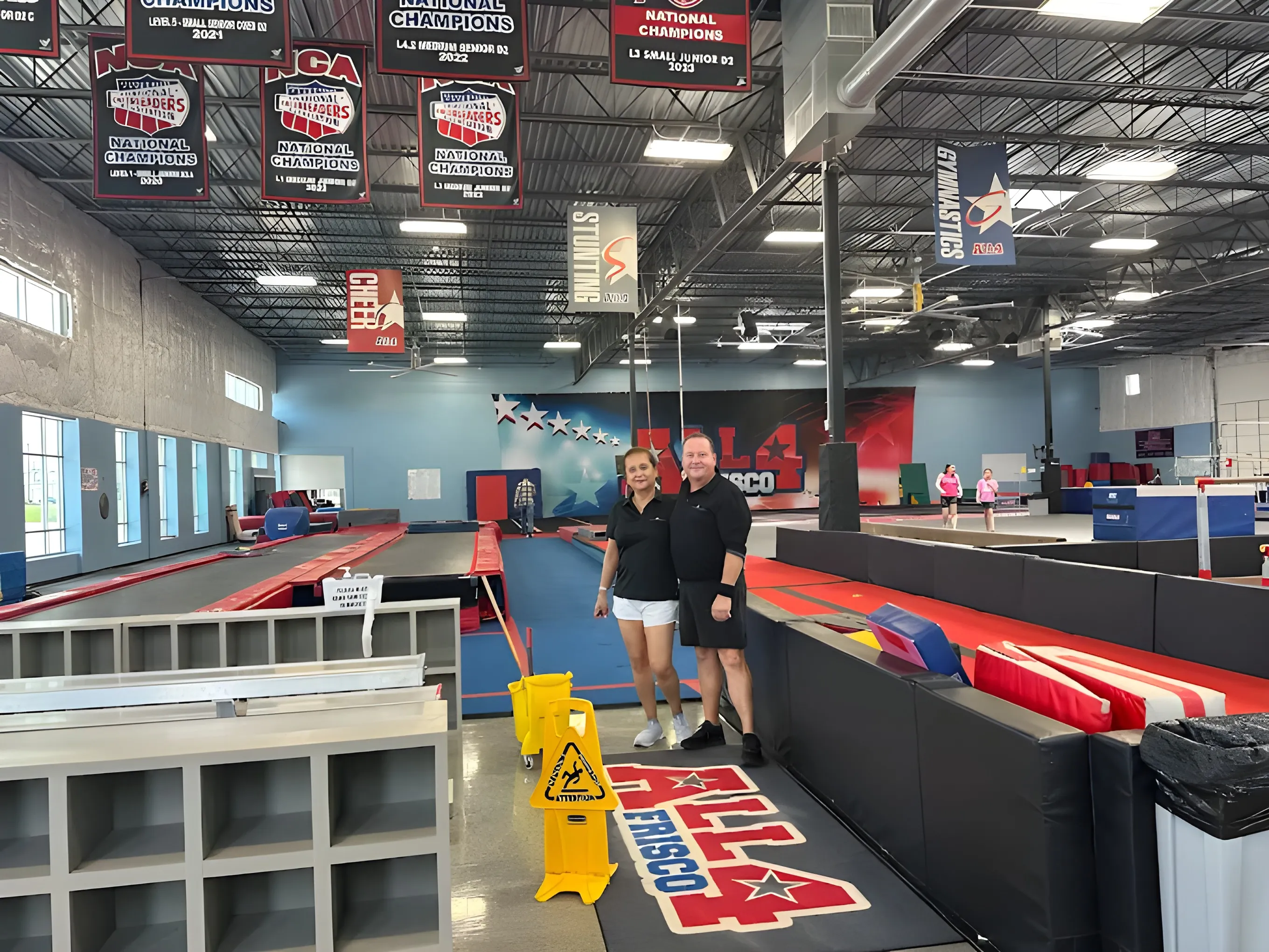 Mark and Sandra McGlothlin on-site at All 4 Frisco Gymnastics, one of their long-standing accounts